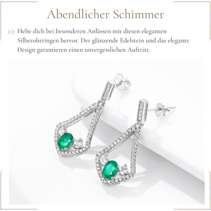 Elegante 925 Silberohrringe mit grünem Edelstein