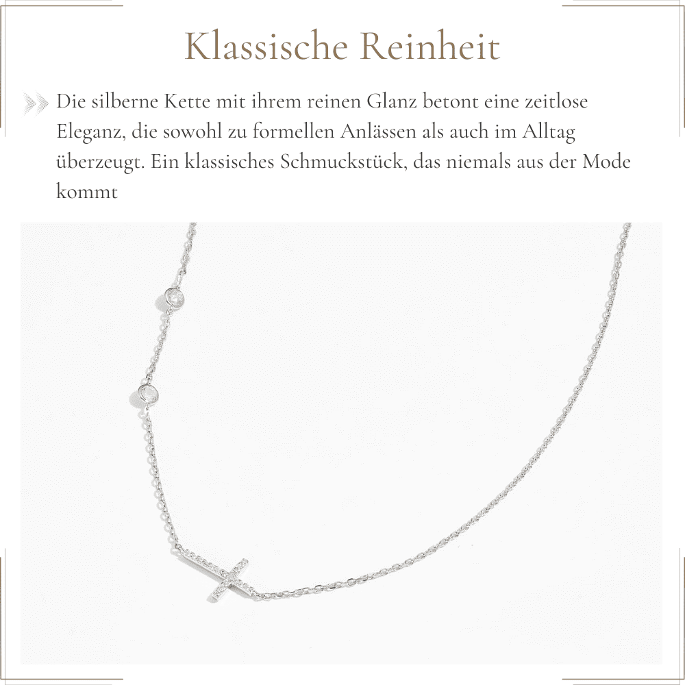 Elegante 925 Silber Halskette mit 18K Gold Kreuzanhänger