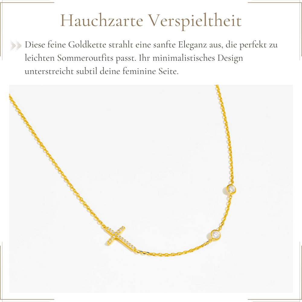 Elegante 925 Silber Halskette mit 18K Gold Kreuzanhänger